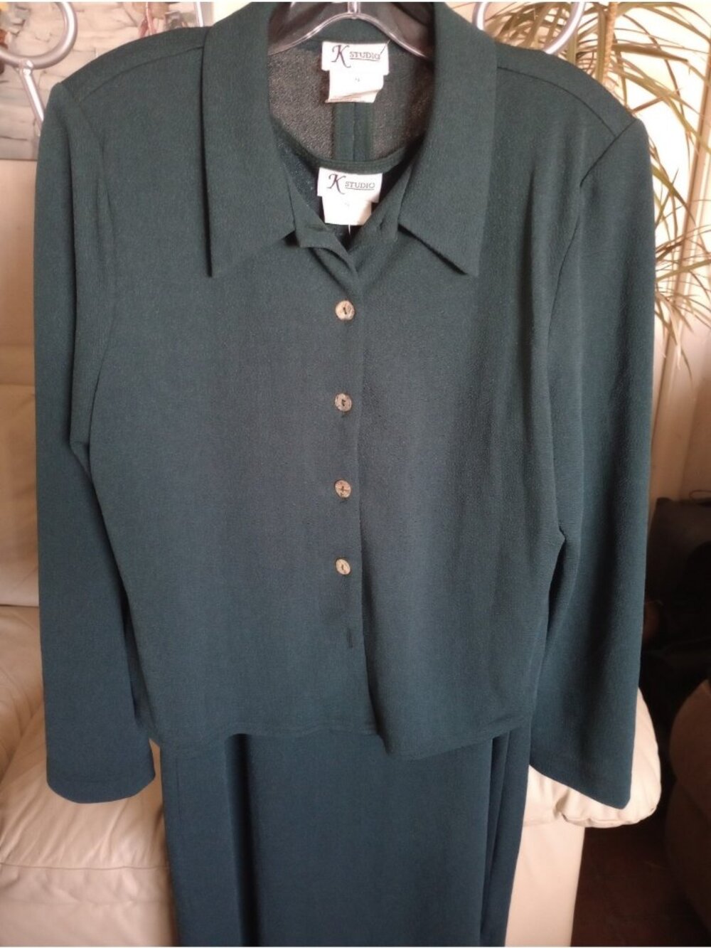 K Studio Women's 2 Piece Green Jacket Dress Set Sz 14